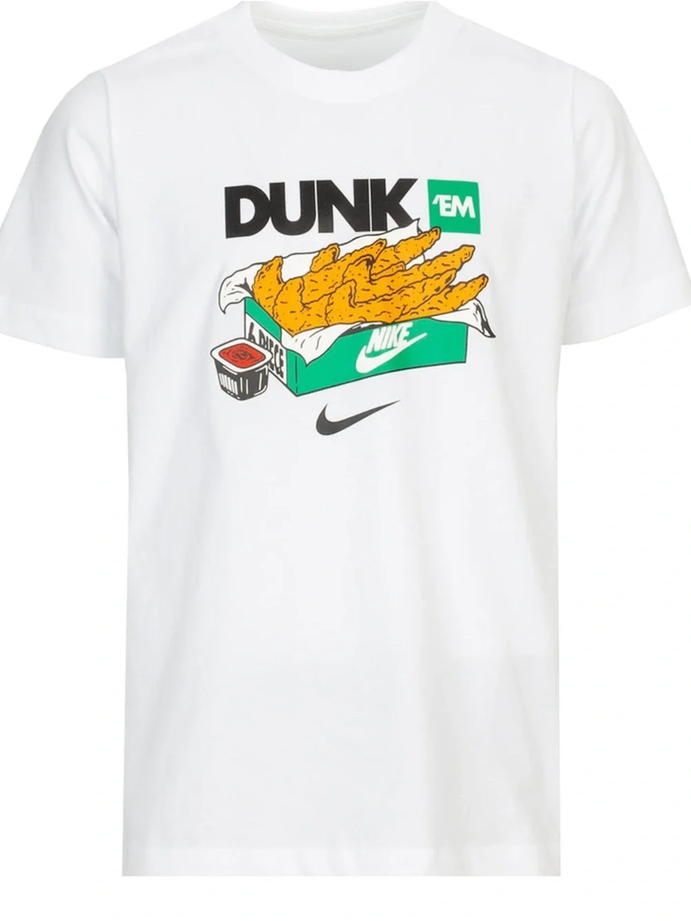 Nike White Tee SWOOSH DUNK TEE - YOUTH SIZE LARGE (12-14Y)